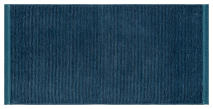 Teal Blue Ribbed Area Rug – Machine Washable, Low Pile Cotton Carpet (Boho Living Room)