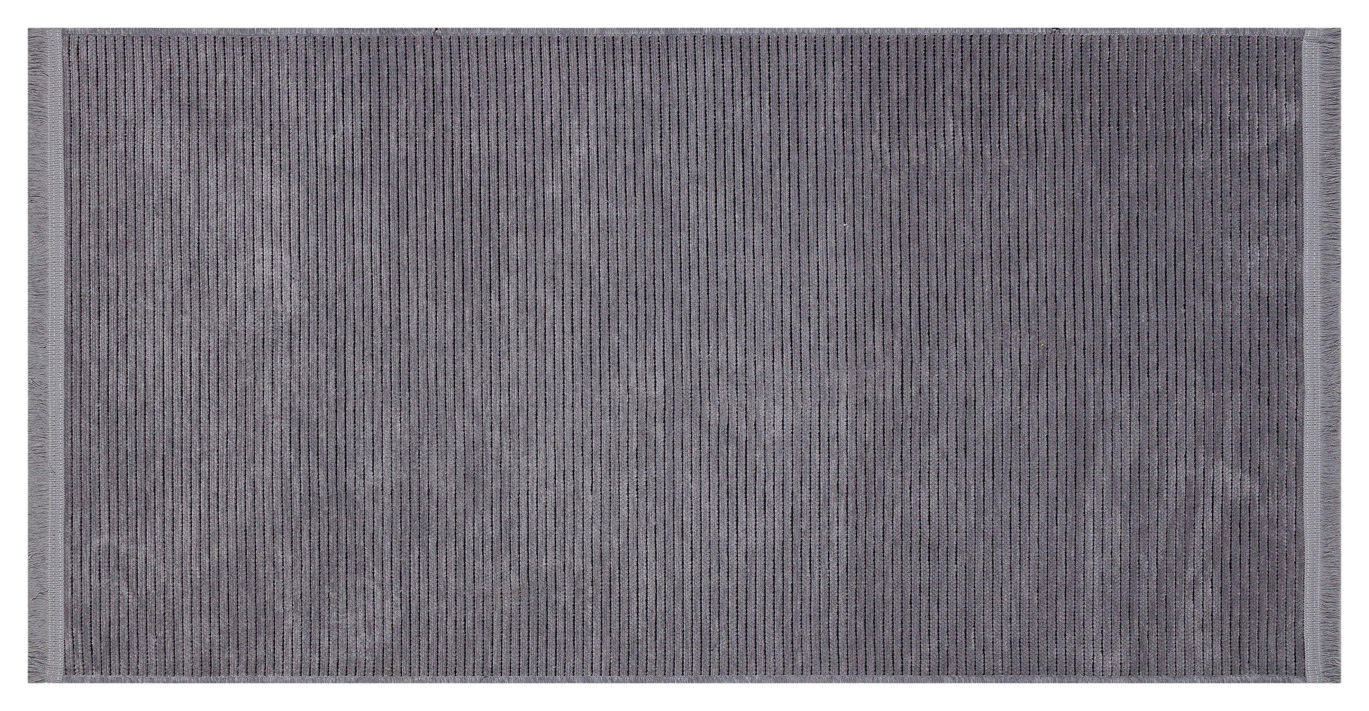 Grey Ribbed Area Rug – Modern Low-Pile Cotton Carpet, Washable, Pet Friendly