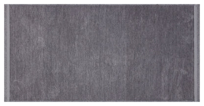 Grey Ribbed Area Rug – Modern Low-Pile Cotton Carpet, Washable, Pet Friendly
