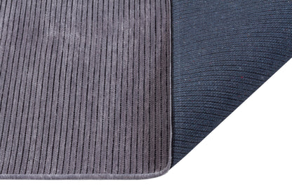 Grey Ribbed Area Rug – Modern Low-Pile Cotton Carpet, Washable, Pet Friendly