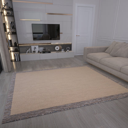 Washable Brown Jute Rug: Modern Outdoor/Indoor Carpet