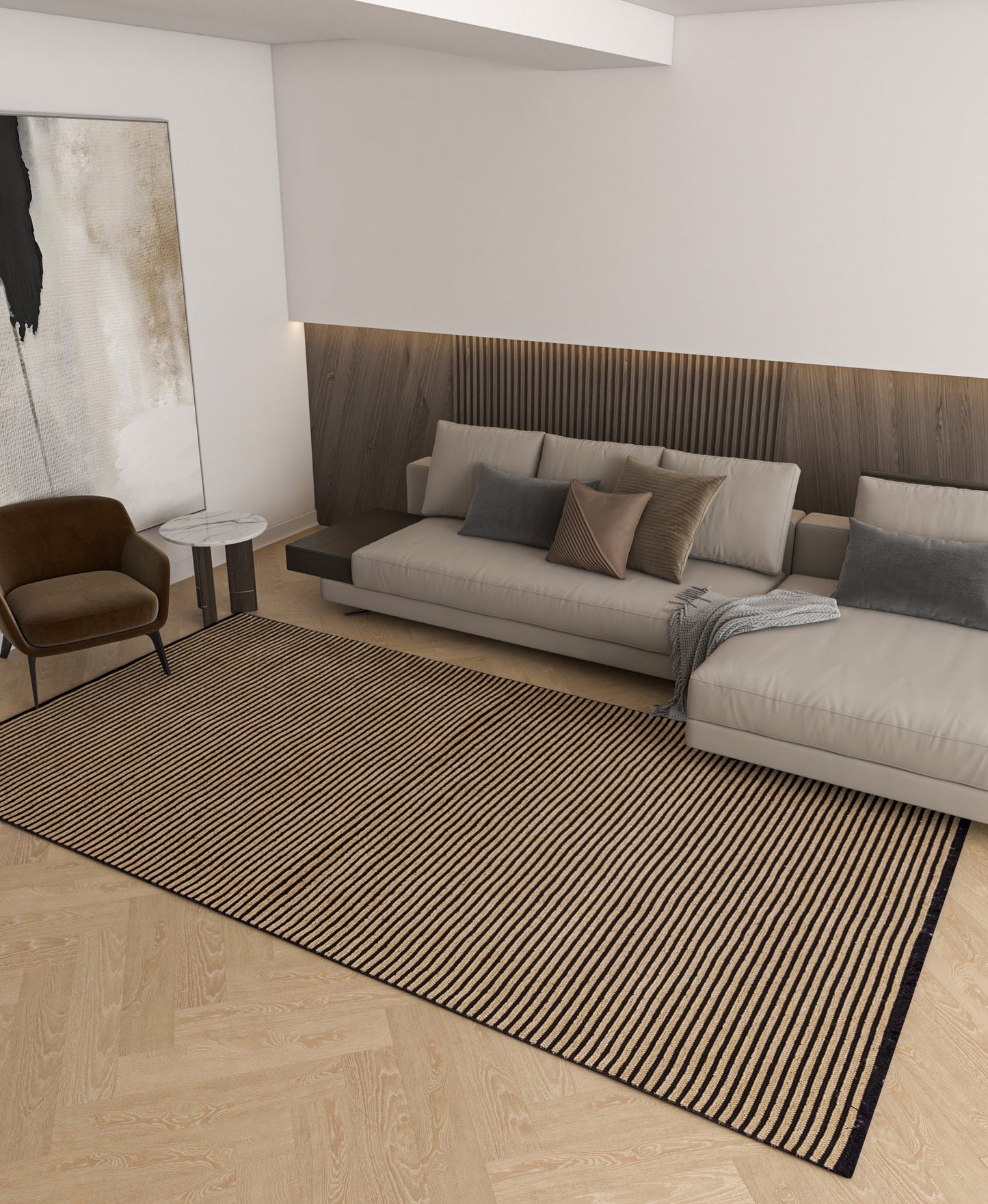 Modern Striped Rug, Yellow Home Decor, Washable Cotton Carpet