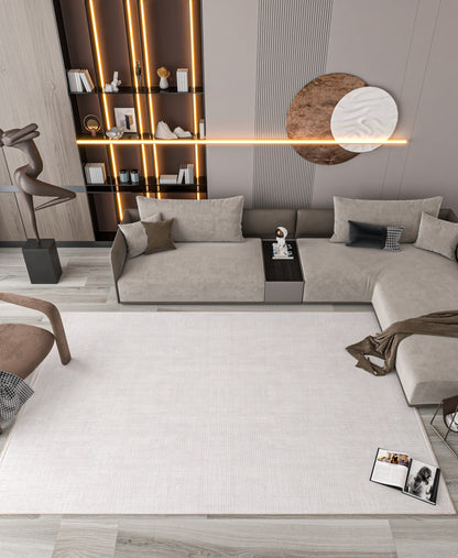 Machine Washable Woven Carpet – Light Gray Modern Low Pile Rug