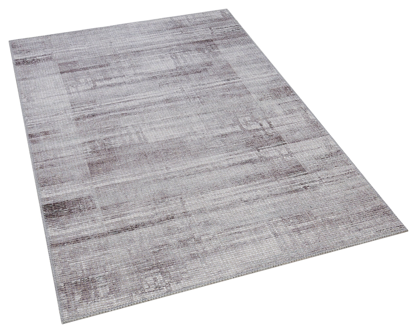 Washable Modern Abstract Area Rug – Distressed Gray Textured Carpet