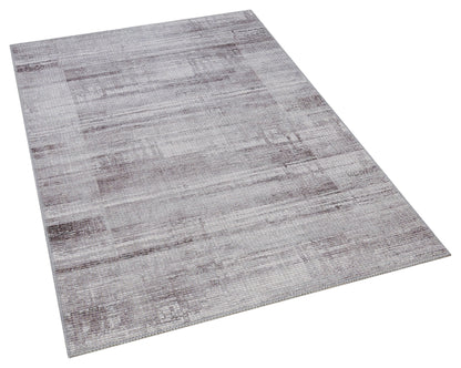Washable Modern Abstract Area Rug – Distressed Gray Textured Carpet