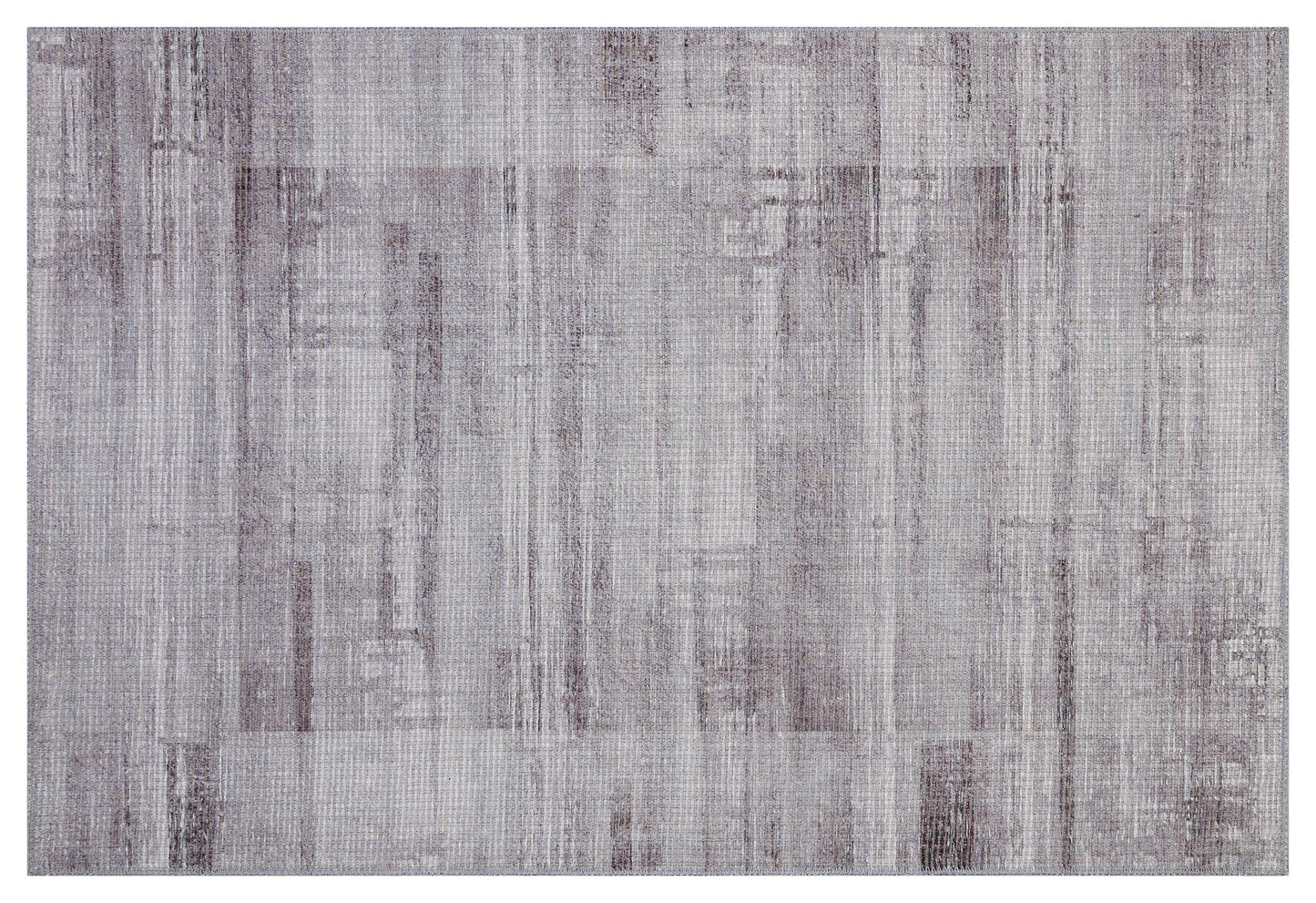Washable Modern Abstract Area Rug – Distressed Gray Textured Carpet