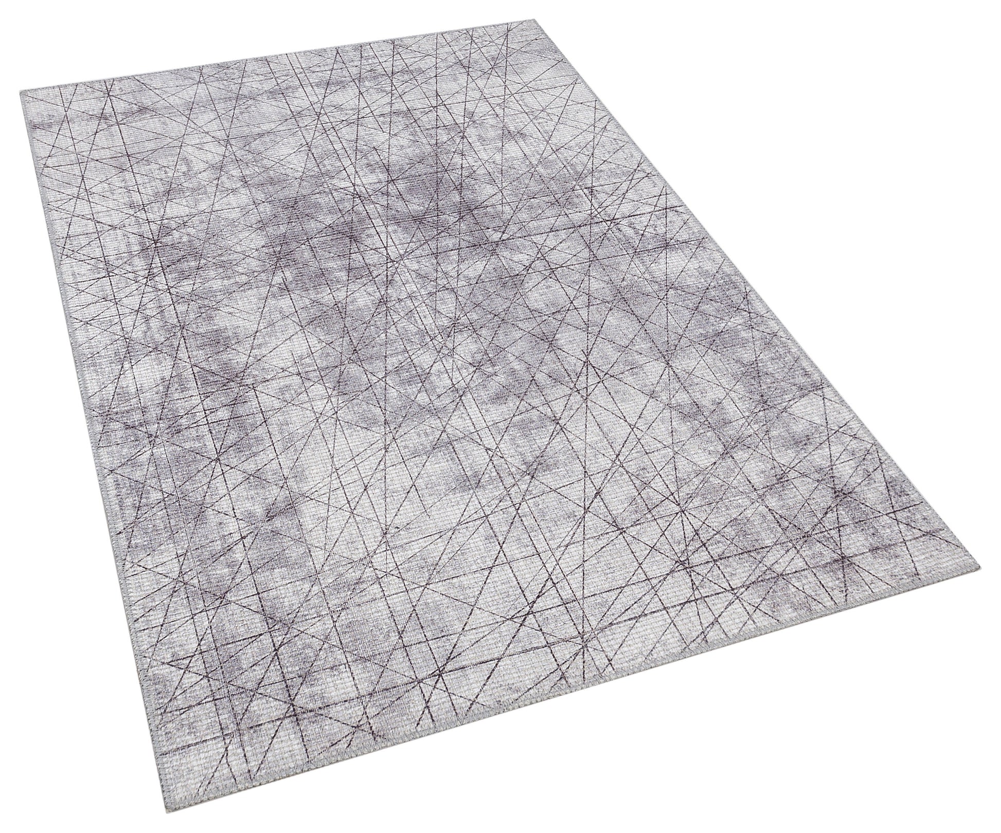 Abstract Line Area Rug, Minimalist Gray Geometric Carpet, Scandinavian Living Room Floor Rug