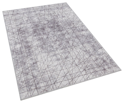 Abstract Line Area Rug, Minimalist Gray Geometric Carpet, Scandinavian Living Room Floor Rug