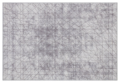 Abstract Line Area Rug, Minimalist Gray Geometric Carpet, Scandinavian Living Room Floor Rug