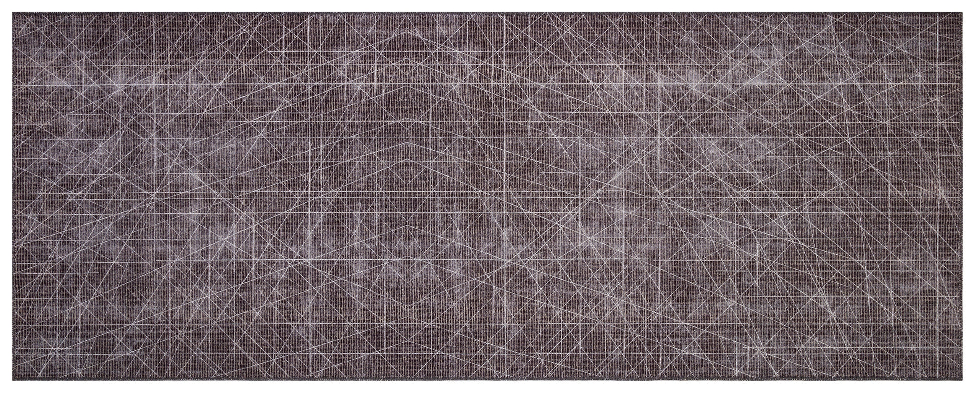 Modern Geometric Runner Rug | Charcoal White Line Art Hallway Mat