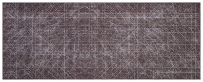 Modern Geometric Runner Rug | Charcoal White Line Art Hallway Mat