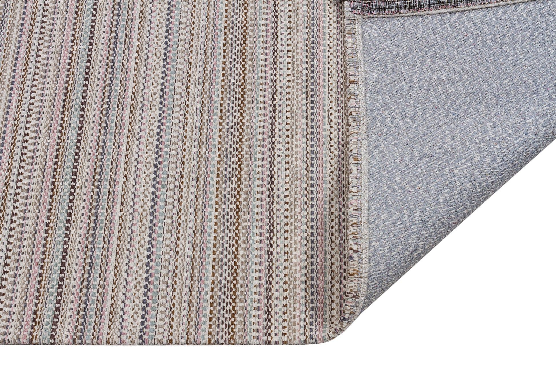 Striped Scandinavian Rug – Modern Nordic Area Rug with Fringe, Neutral Minimalist Living Room Carpet