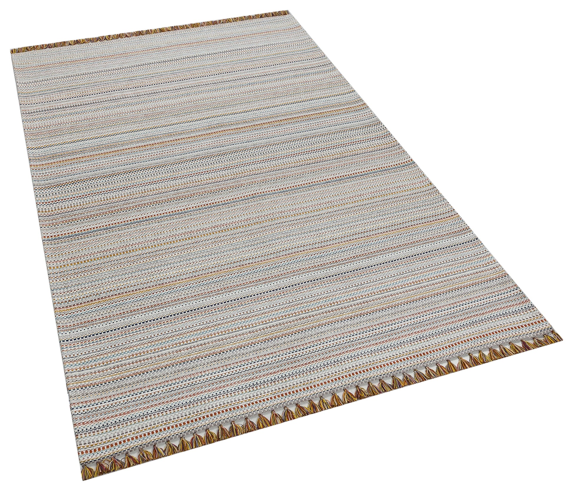 Striped Scandinavian Rug – Neutral Nordic Boho Living Room Carpet