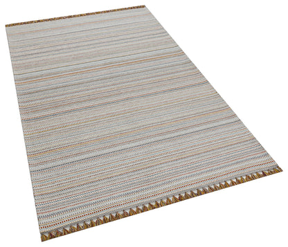 Striped Scandinavian Rug – Neutral Nordic Boho Living Room Carpet