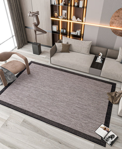 Washable Gray Jute Rug: Plain Outdoor/Indoor Carpet