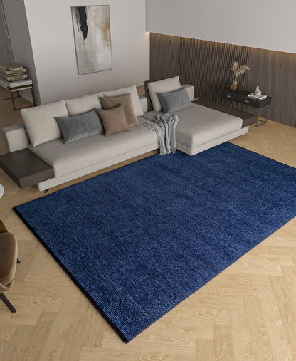 Blue Cotton Turkish Rug, Modern Washable Carpet