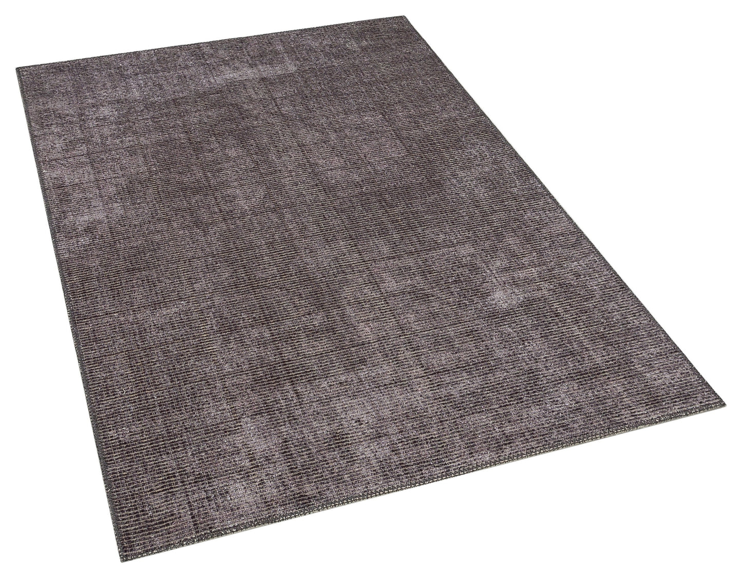 Washable Charcoal Grey Distressed Area Rug | Low Pile Non-Slip Boho Carpet