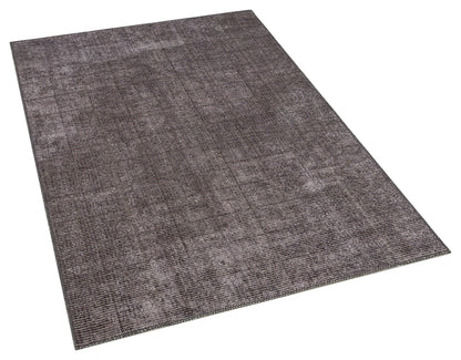 Washable Charcoal Grey Distressed Area Rug | Low Pile Non-Slip Boho Carpet