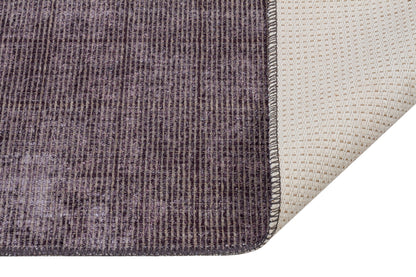 Washable Charcoal Grey Distressed Area Rug | Low Pile Non-Slip Boho Carpet