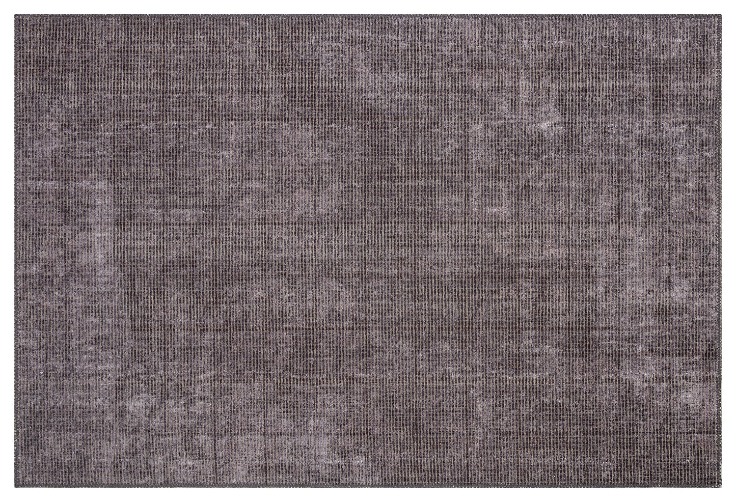 Washable Charcoal Grey Distressed Area Rug | Low Pile Non-Slip Boho Carpet