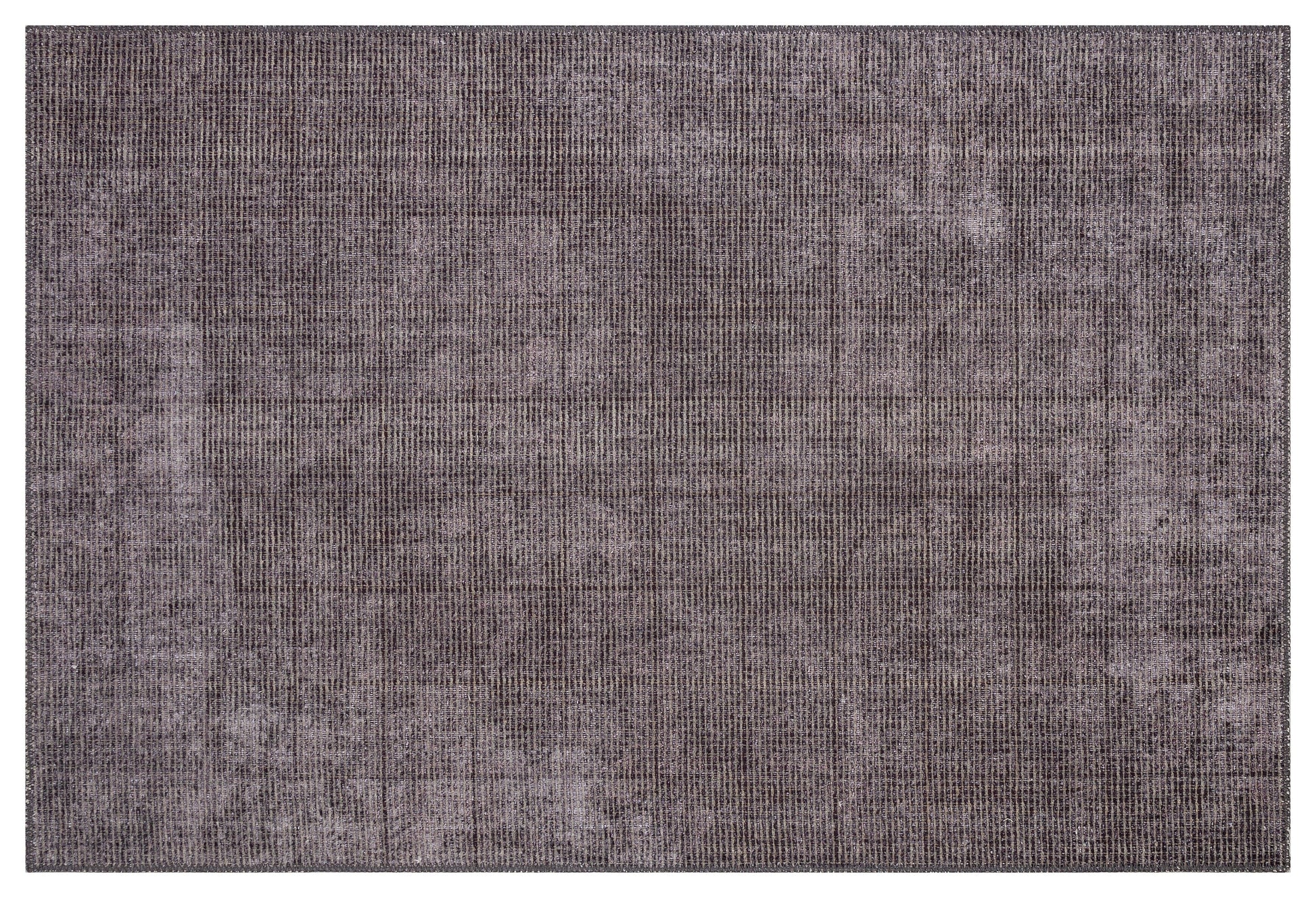 Washable Charcoal Grey Distressed Area Rug | Low Pile Non-Slip Boho Carpet