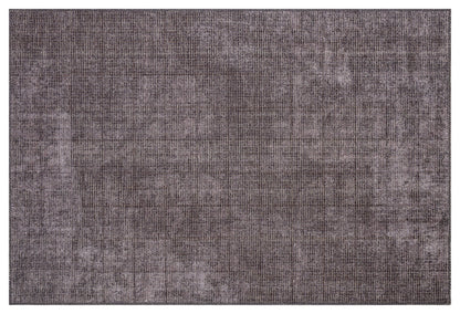 Washable Charcoal Grey Distressed Area Rug | Low Pile Non-Slip Boho Carpet