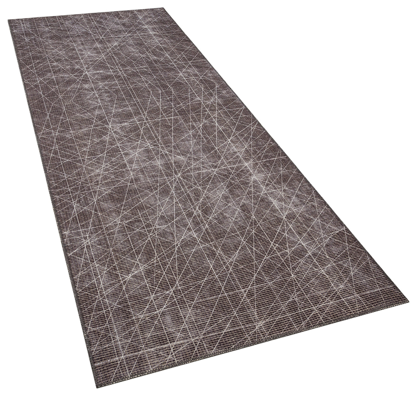 Modern Geometric Runner Rug | Charcoal White Line Art Hallway Mat