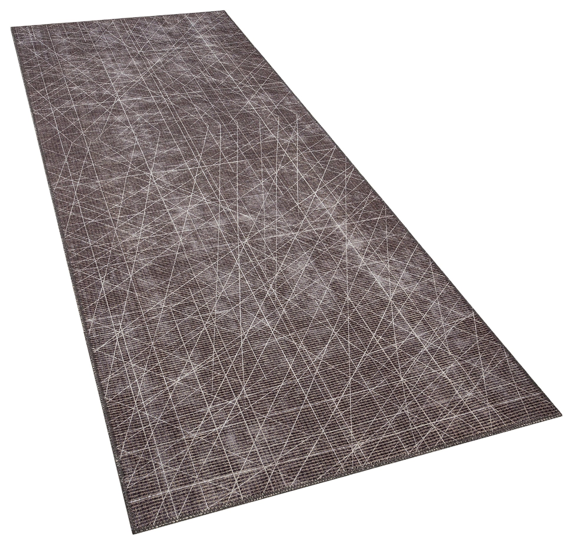 Modern Geometric Runner Rug | Charcoal White Line Art Hallway Mat