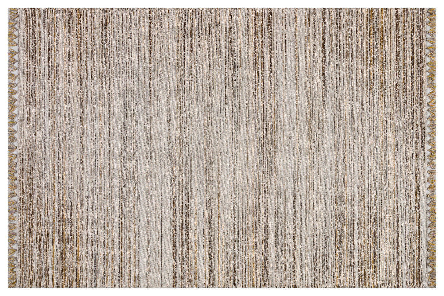 Striped Scandinavian Rug: Modern Nordic Area Rug with Fringes