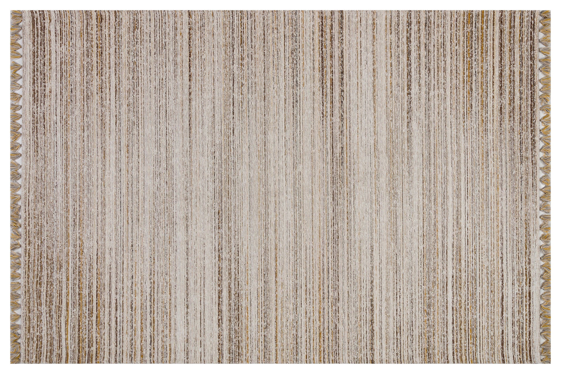 Striped Scandinavian Rug: Modern Nordic Area Rug with Fringes
