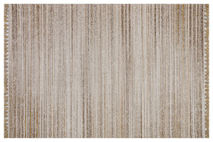 Striped Scandinavian Rug: Modern Nordic Area Rug with Fringes