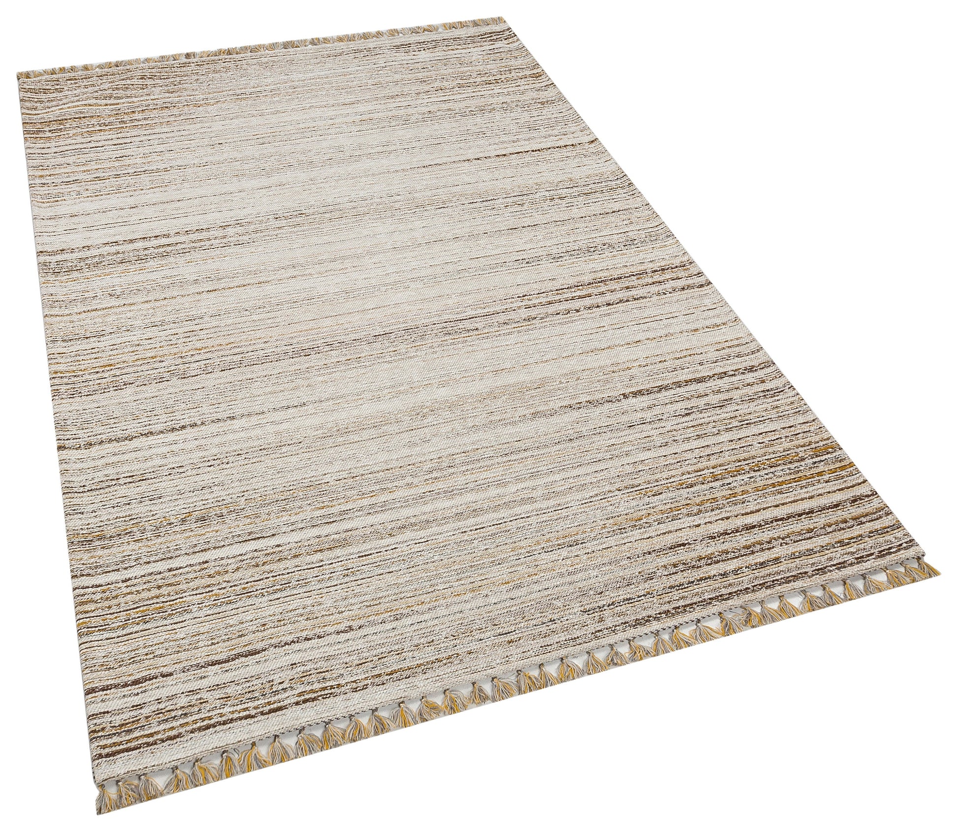 Striped Scandinavian Rug: Modern Nordic Area Rug with Fringes