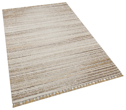 Striped Scandinavian Rug: Modern Nordic Area Rug with Fringes