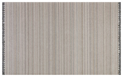 Striped Scandinavian Rug – Modern Nordic Area Rug with Fringe, Neutral Minimalist Living Room Carpet