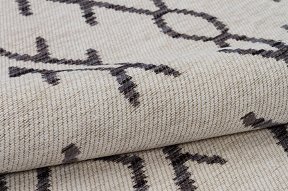 Washable Chenille Area Rug, Neutral Boho Geometric Tribal Carpet, Farmhouse Living Room Décor