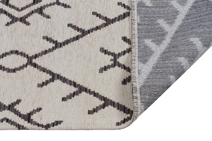 Washable Chenille Area Rug, Neutral Boho Geometric Tribal Carpet, Farmhouse Living Room Décor