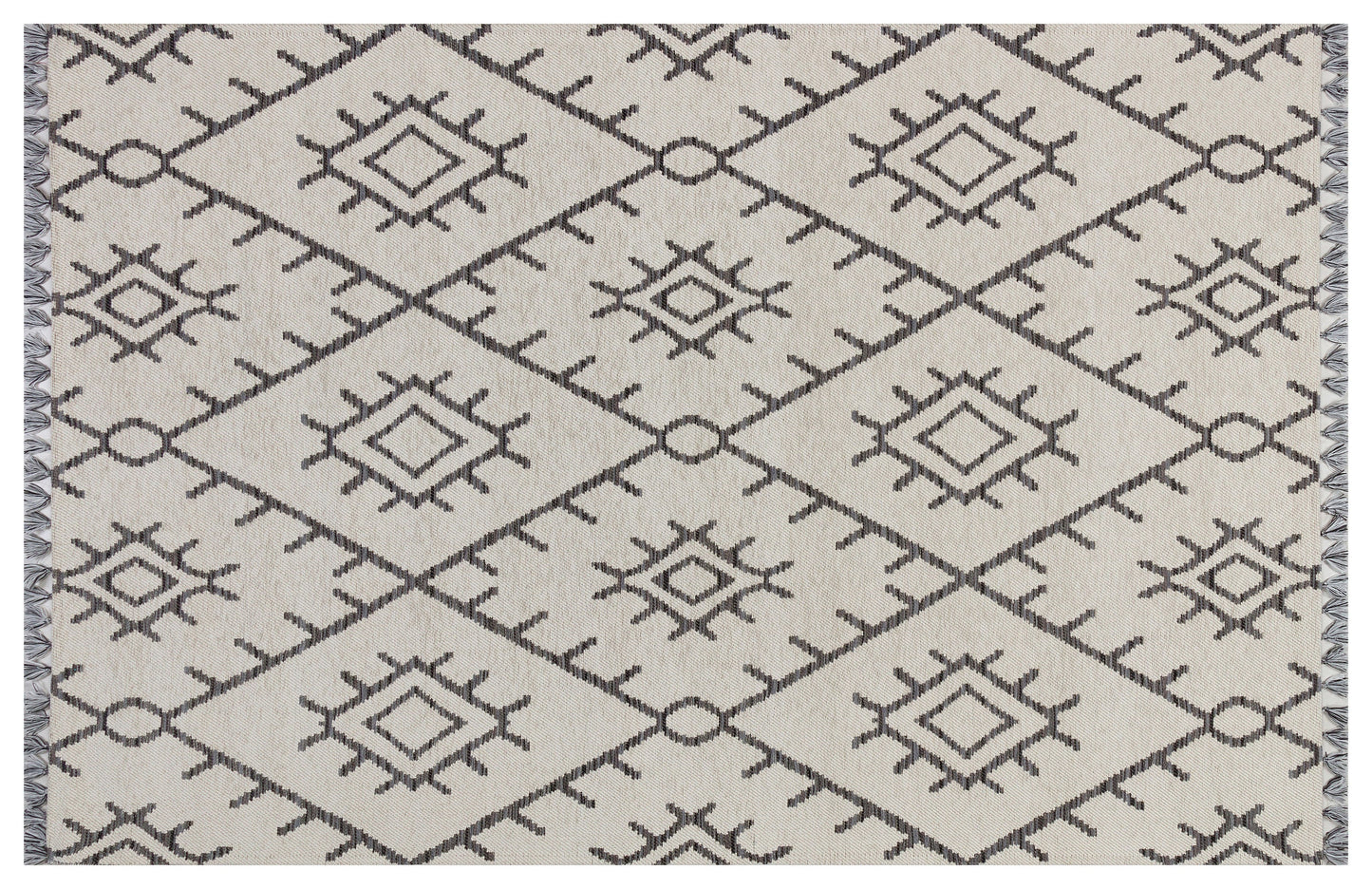Washable Chenille Area Rug, Neutral Boho Geometric Tribal Carpet, Farmhouse Living Room Décor