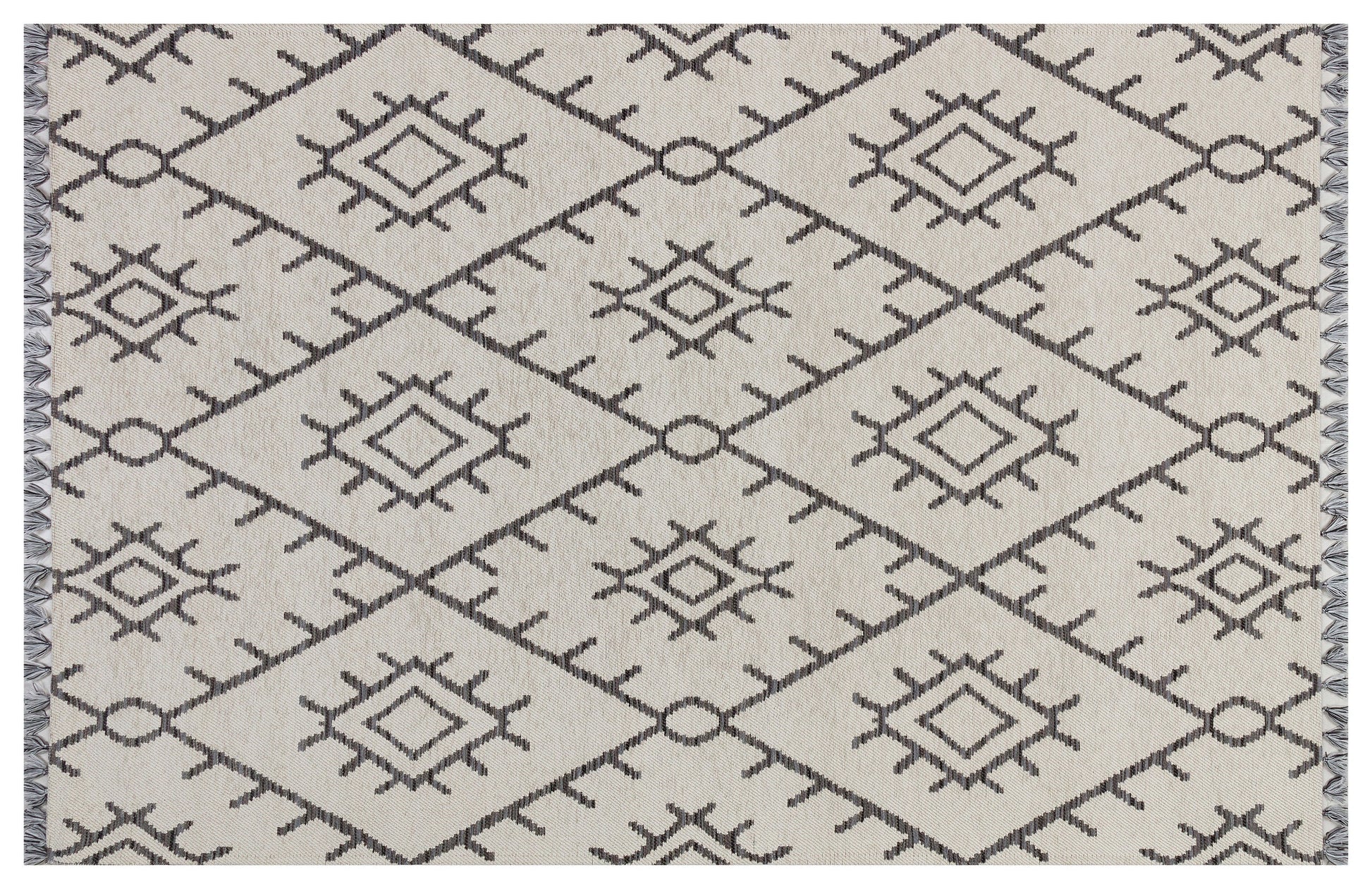 Washable Chenille Area Rug, Neutral Boho Geometric Tribal Carpet, Farmhouse Living Room Décor
