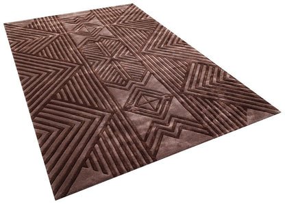 Custom Hand-Tufted Viscose Rug: Contemporary Brown Geometric Design