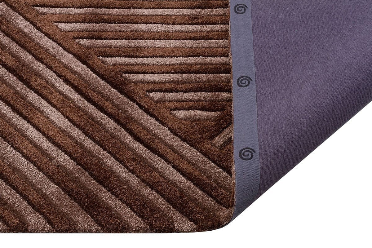 Custom Hand-Tufted Viscose Rug: Contemporary Brown Geometric Design