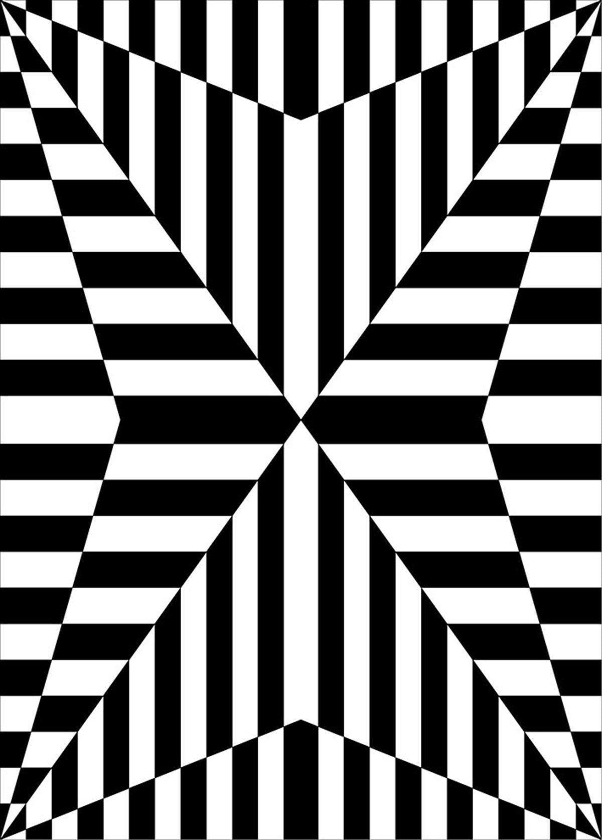 Hand Tufted Custom Rug: Black & White Viscose, Geometric Design