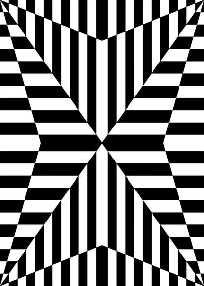 Hand Tufted Custom Rug: Black & White Viscose, Geometric Design