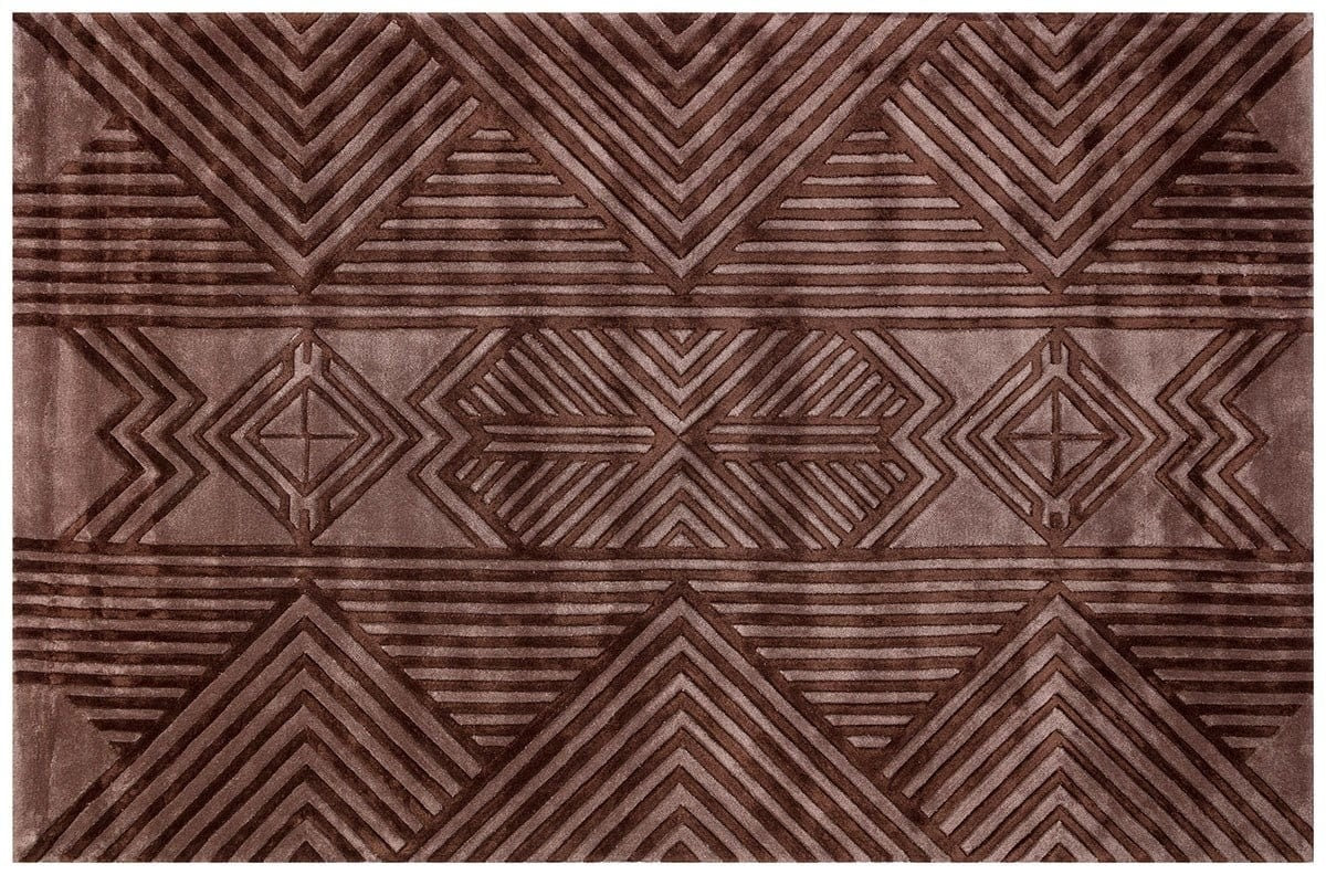 Custom Hand-Tufted Viscose Rug: Contemporary Brown Geometric Design