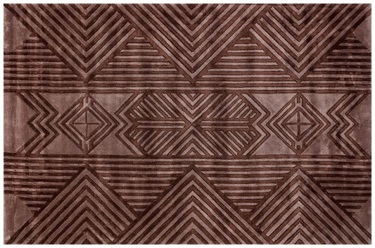 Custom Hand-Tufted Viscose Rug: Contemporary Brown Geometric Design