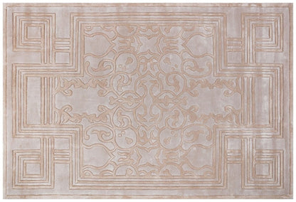 Custom Hand-Tufted Viscose Rug: Contemporary Beige Design