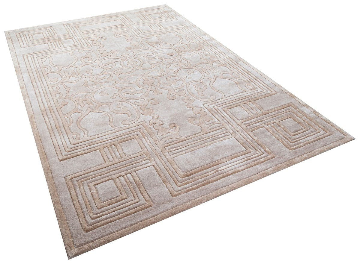 Custom Hand-Tufted Viscose Rug: Contemporary Beige Design