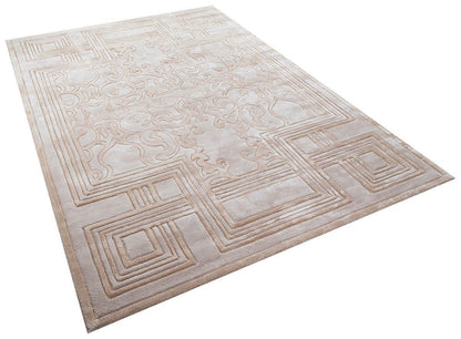 Custom Hand-Tufted Viscose Rug: Contemporary Beige Design