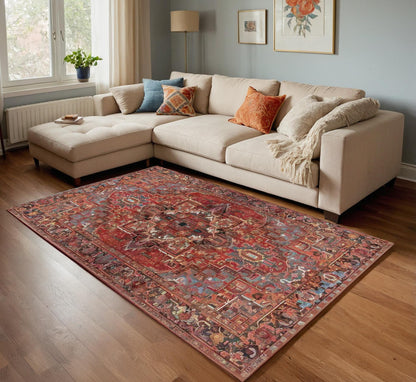 Red Vintage Rug: Classic Washable Rug with Tassels
