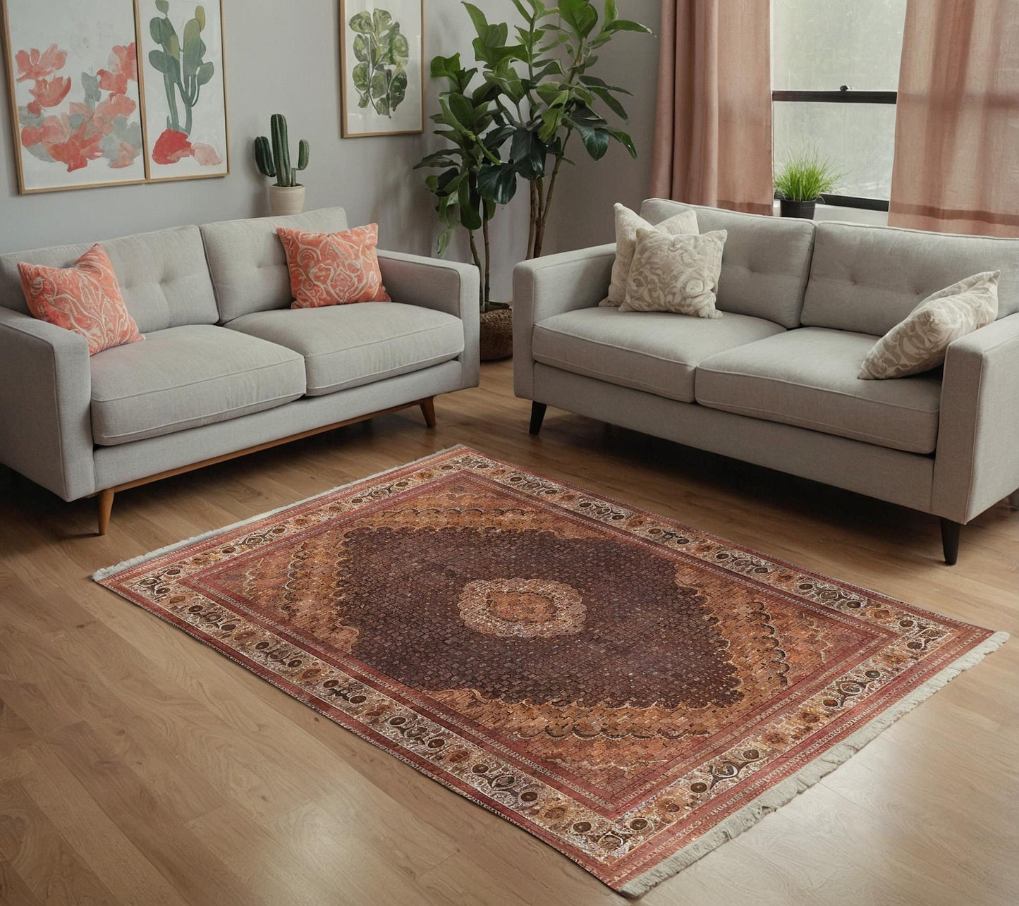 Black Vintage Rug: Washable Classic Rug with Tassels
