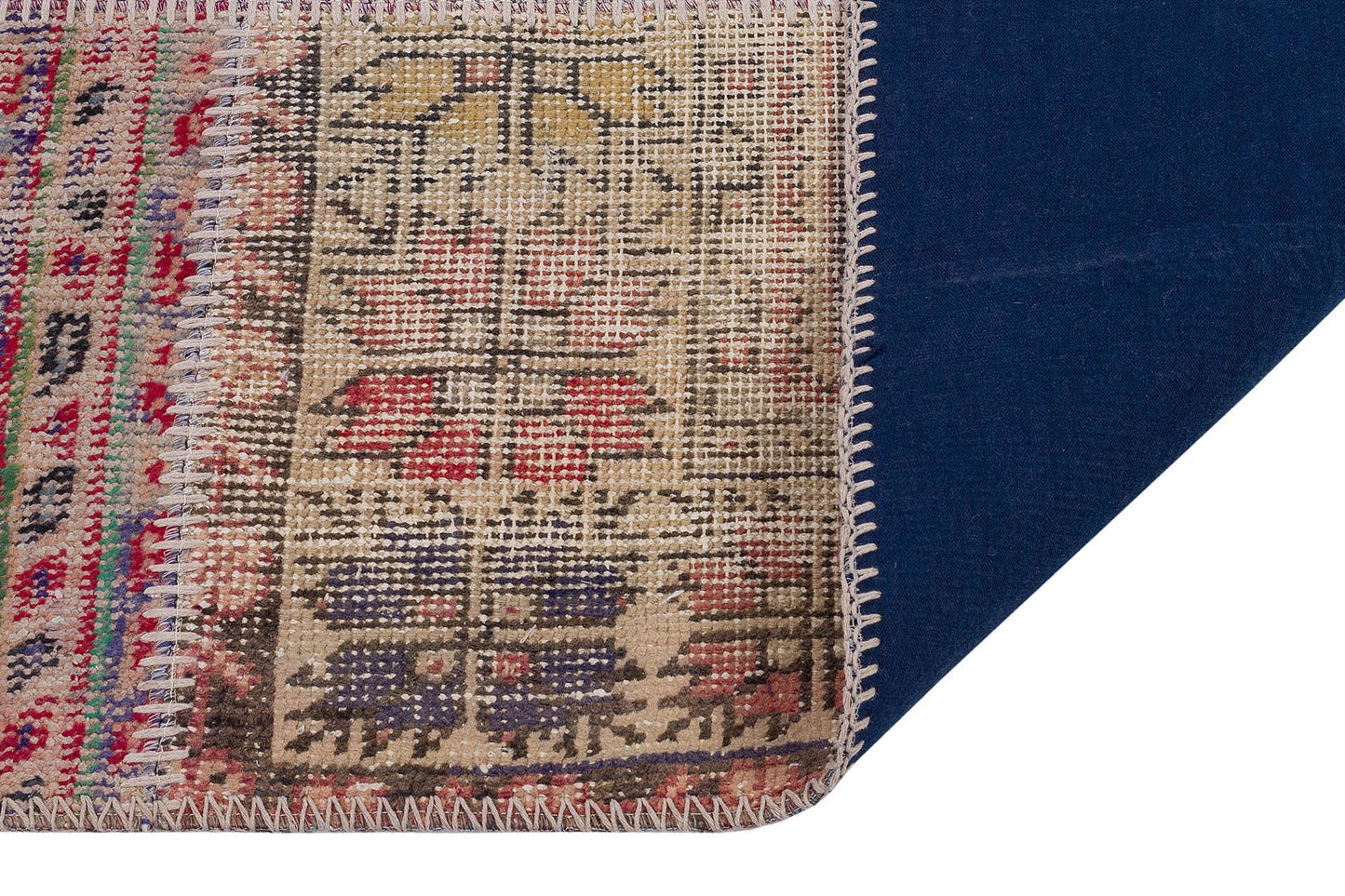 4x6 Handmade Wool Turkish Patchwork Rug: Vintage Bohemian Area Rug